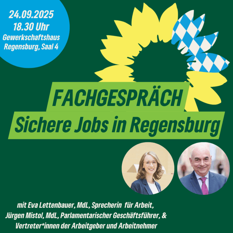 Einladung zum Fachgespräch „Sichere Jobs in Regensburg“ mit Grünen-Landesvorsitzender Eva Lettenbauer
